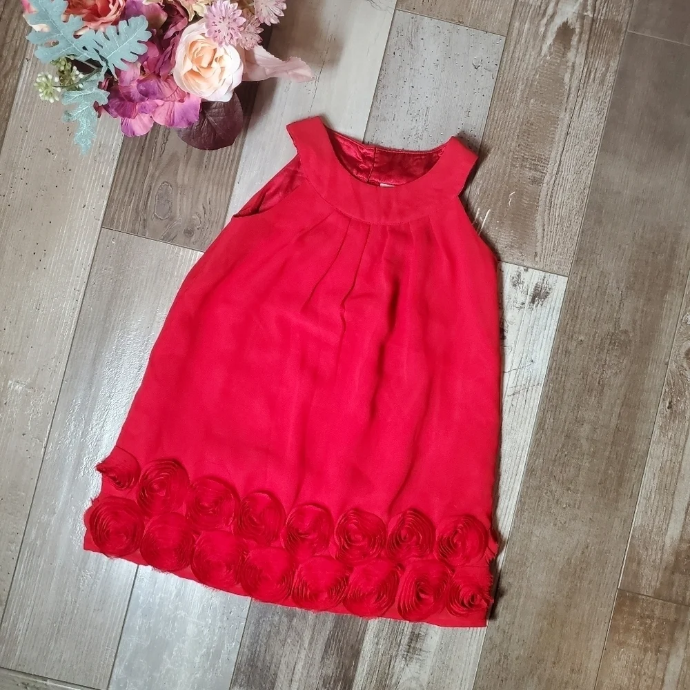 Old Navy Red Chiffon Girls Dress Size 3T Toddler Girl EUC